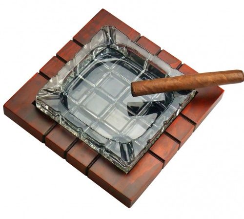 Ashtray Cross Hatched Crystal